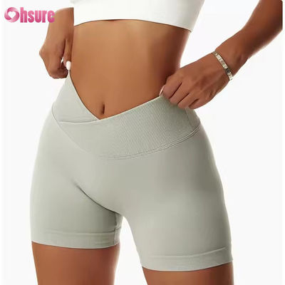 Couleur douceur Rapide sec Shorts de yoga nus Hip Lift Running Shorts de fitness hauteur serrée taille Leggings de sport