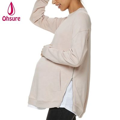 Vêtements d'hiver pour femmes enceintes et femmes allaitantes Vêtements doux en laine Hoodie de soins infirmiers avec fermeture à glissière maternité Sweatshirt femmes