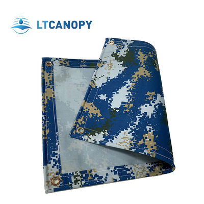 Litong Vente en gros de tissu de toile imperméable à l'eau Peinture bleu camouflage Toile de silicone organique Bâche