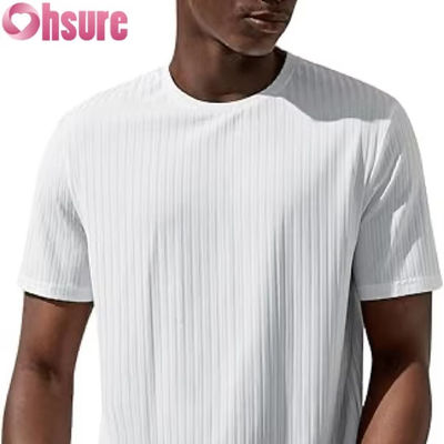 T-shirt de base à manches courtes pour hommes T-shirt décontracté à col rond à nervures