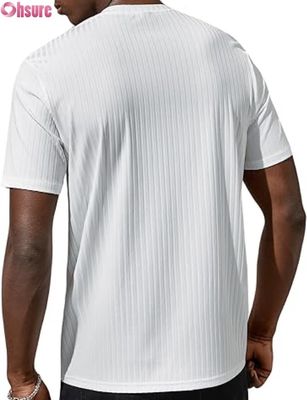 T-shirt de base à manches courtes pour hommes T-shirt décontracté à col rond à nervures