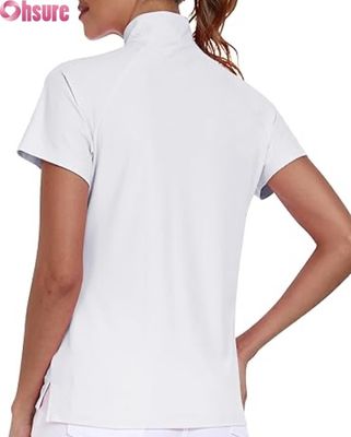 Polyester pour femmes pour polo T-shirts respirants Golf pickleball tops logo personnalisé Manches courtes Stand formel