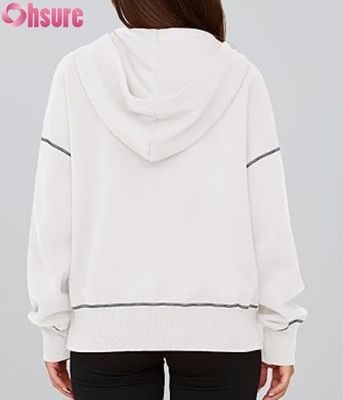 Sweat à capuche zippé mi-long pour femme | Sweat-shirt en polaire oversize | Logo personnalisé