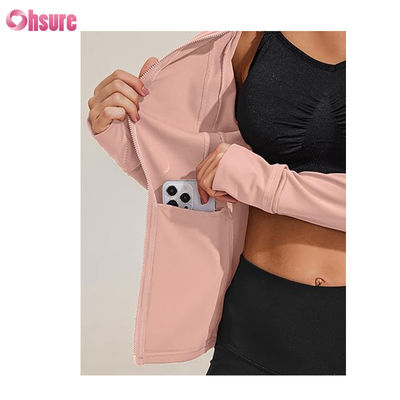 Logo personnalisé Nouvelle mode Couleur unie Poche Pull zippé Loisirs Sports Fitness Sweat-shirt OEM Haute qualité pour femmes