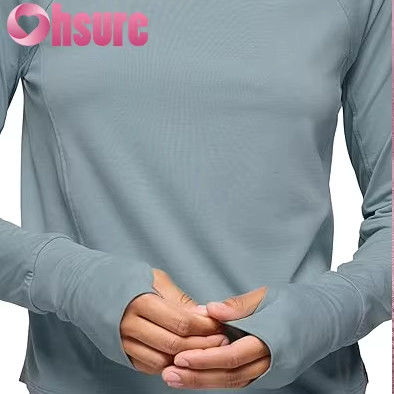 Hoodies de yoga écologiques pour femmes Collier à manches longues Sweatshirt tricoté Tops de sport de fitness avec logo avant