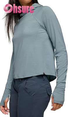 Hoodies de yoga écologiques pour femmes Collier à manches longues Sweatshirt tricoté Tops de sport de fitness avec logo avant
