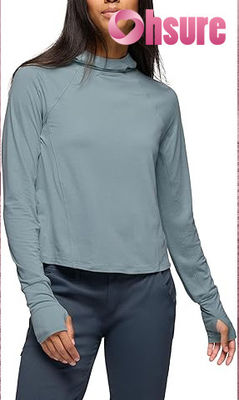 Hoodies de yoga écologiques pour femmes Collier à manches longues Sweatshirt tricoté Tops de sport de fitness avec logo avant