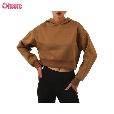 Vêtements de fitness femmes pullover haut en coton biologique laine sport capuchons logo personnalisé capuchons de fitness de sport