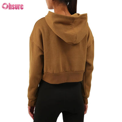 Vêtements de fitness femmes pullover haut en coton biologique laine sport capuchons logo personnalisé capuchons de fitness de sport