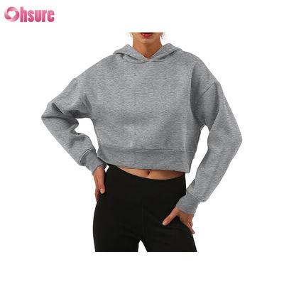 Vêtements de fitness femmes pullover haut en coton biologique laine sport capuchons logo personnalisé capuchons de fitness de sport