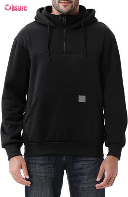Sweat à capuche quart de zip épais personnalisé XL pour homme 100% coton éponge français col ras du cou style hiver à capuche uni