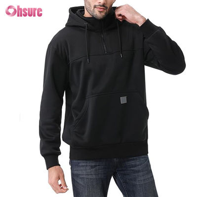 Sweat à capuche quart de zip épais personnalisé XL pour homme 100% coton éponge français col ras du cou style hiver à capuche uni