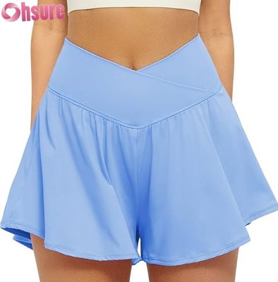 Jupe-short de sport taille haute pour femmes 2-en-1, short de course ample avec doublure intérieure, poches, yoga, tennis, entraînement, vêtement de sport, short chaud