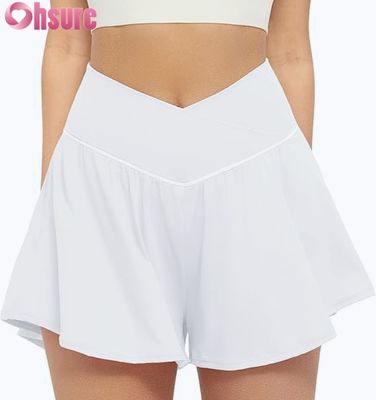 Jupe-short de sport taille haute pour femmes 2-en-1, short de course ample avec doublure intérieure, poches, yoga, tennis, entraînement, vêtement de sport, short chaud