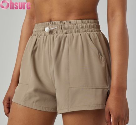 Shorts de sport haute taille pour femmes à séchage rapide respirant Shorts de course et d'exercice à la mode avec poches