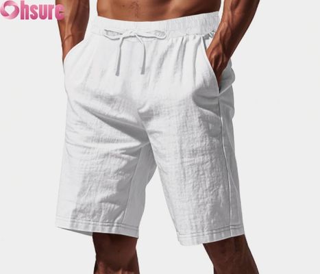 Shorts décontractés en lin léger pour hommes, respirants pour l'été, de plage, de sport, coupe ample, mi-longueur, taille élastique confortable
