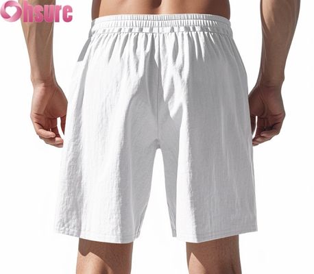 Shorts décontractés en lin léger pour hommes, respirants pour l'été, de plage, de sport, coupe ample, mi-longueur, taille élastique confortable