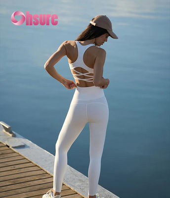 Leggings de sport évasés à taille haute, motif uni, avec taille croisée pour femmes, leggings de sport pour jeunes filles à la mode