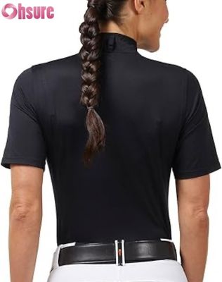 Chemise de concours d'équitation pour femmes, hauts actifs, vente en gros, fabriqués en usine, hauts de présentation d'équitation