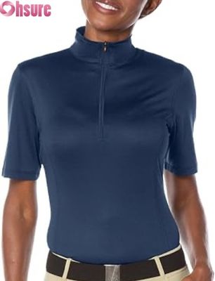 Chemise de concours d'équitation pour femmes, hauts actifs, vente en gros, fabriqués en usine, hauts de présentation d'équitation