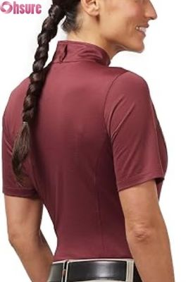 Chemise de concours d'équitation pour femmes, hauts actifs, vente en gros, fabriqués en usine, hauts de présentation d'équitation