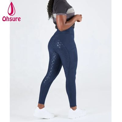 Pantalons de course à cheval en silicone bleu marine d'hiver Calottes de course à cheval pour femmes