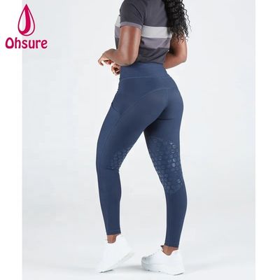 Pantalons de course à cheval en silicone bleu marine d'hiver Calottes de course à cheval pour femmes