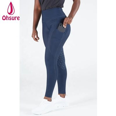 Pantalons de course à cheval en silicone bleu marine d'hiver Calottes de course à cheval pour femmes