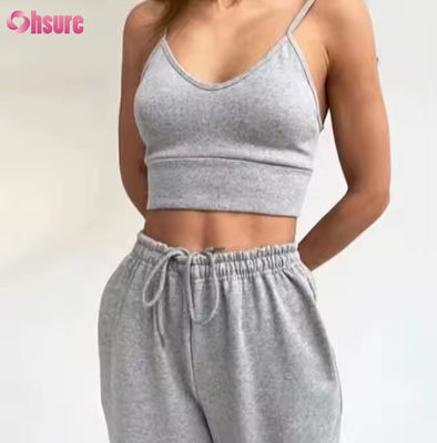 Mode personnalisée Sport français Terry Sweatsuit Ensemble de jogger en 3 pièces pour femmes Sweatpants et haut de la culture en épingle à cheveux