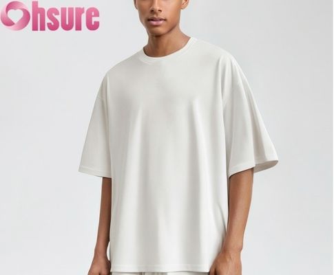 T-shirt en coton de qualité supérieure pour homme 2025, coupe décontractée, respirant, motif uni, tissu tricoté, vente en gros