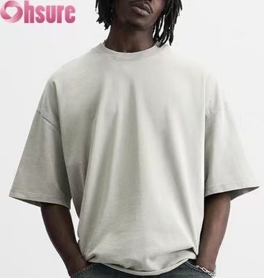 T-shirt poids lourd personnalisé pour hommes - Vêtements de rue vintage en coton lavé, conception de l'épaule de grande taille, commande en vrac disponible