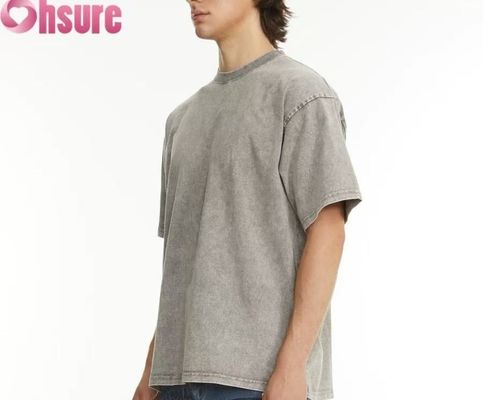T-shirt poids lourd personnalisé pour hommes - Vêtements de rue vintage en coton lavé, conception de l'épaule de grande taille, commande en vrac disponible
