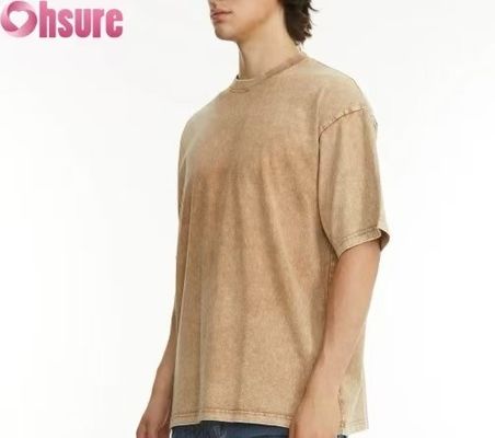 T-shirt poids lourd personnalisé pour hommes - Vêtements de rue vintage en coton lavé, conception de l'épaule de grande taille, commande en vrac disponible