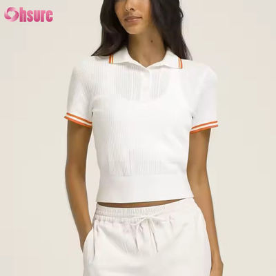 Fabricant de polos de tennis en coton Pickleball à manches courtes et respirants avec logo personnalisé pour femmes, hauts et t-shirts de sport