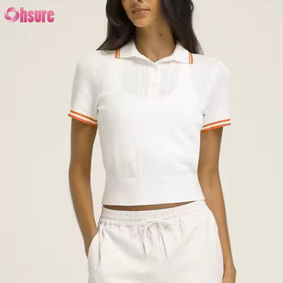 Fabricant de polos de tennis en coton Pickleball à manches courtes et respirants avec logo personnalisé pour femmes, hauts et t-shirts de sport