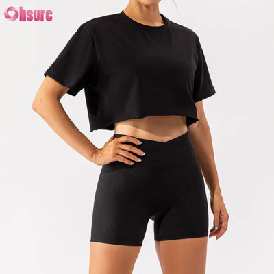T-shirt de sport sur mesure surdimensionné pour femmes T-shirt nouvellement arrivé Doux Rapide Sec Léger Femmes Danse Courir Top à manches courtes