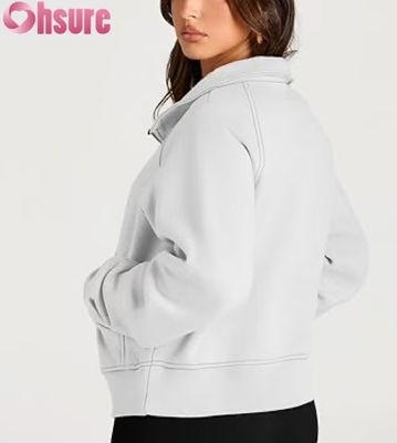 Sweat-shirt à capuche en polaire court zippé pour femmes personnalisé | Sweat-shirt quart de zip tendance automne 2025