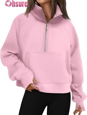 Sweat-shirt à capuche en polaire court zippé pour femmes personnalisé | Sweat-shirt quart de zip tendance automne 2025