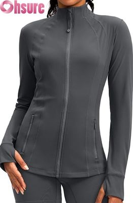 Logo personnalisé Vêtements de sport pour femmes Vêtements de sport respirants à fermeture à glissière Hoodie d'entraînement légère Vêtements de gym actifs Vêtements de course pour femmes