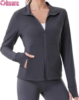 Vêtements de course pour femmes, Vêtements de course à fermeture à glissière complète Vêtements de gymnastique sportive avec poches à fermeture à glissière