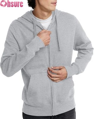 Ensemble de survêtement pour hommes avec logo personnalisé de haute qualité, sweat à capuche et pantalon de survêtement, gris, motif uni, coton, poches, style simple et uni