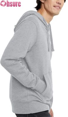 Ensemble de survêtement pour hommes avec logo personnalisé de haute qualité, sweat à capuche et pantalon de survêtement, gris, motif uni, coton, poches, style simple et uni