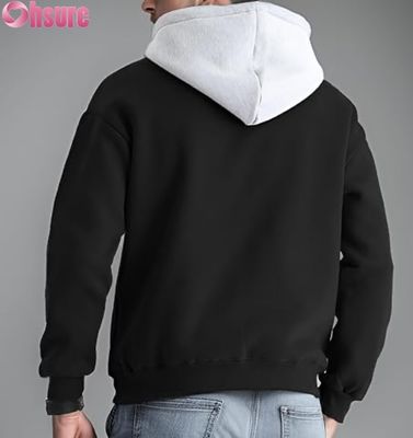 Sweat-shirt à capuche pour homme, décontracté, à manches longues, avec poche avant et design de capuche contrastée