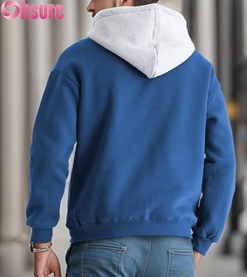 Sweat-shirt à capuche pour homme, décontracté, à manches longues, avec poche avant et design de capuche contrastée
