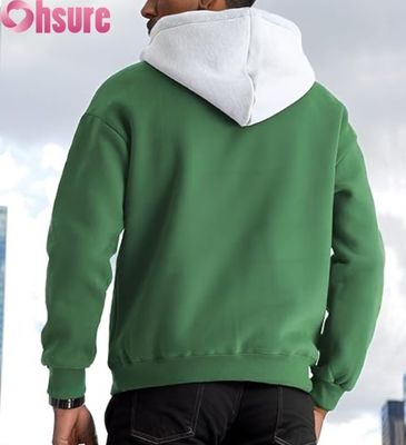 Sweat-shirt à capuche pour homme, décontracté, à manches longues, avec poche avant et design de capuche contrastée