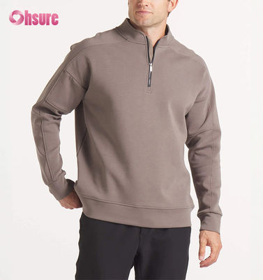 Broderie personnalisée de haute qualité Homme surdimensionné français Terry Crew Neck Sweatshirt et poids lourd Quarter Zip Hoodie motif solide