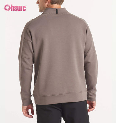 Broderie personnalisée de haute qualité Homme surdimensionné français Terry Crew Neck Sweatshirt et poids lourd Quarter Zip Hoodie motif solide