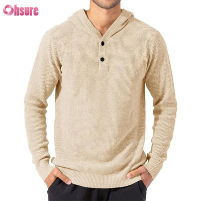 Vente en gros de vêtements de sport de bonne qualité Super mode Haute qualité Tops à tricots doux Hoodie en cachemire avec boutons pour hommes
