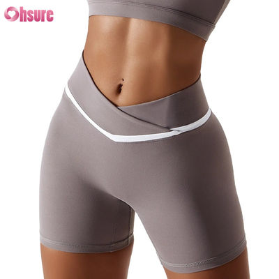 Shorts de yoga taille haute pour femmes, couleur bonbon, séchage rapide, shorts courts nude pour la course, la gym, le fitness et l'entraînement sportif