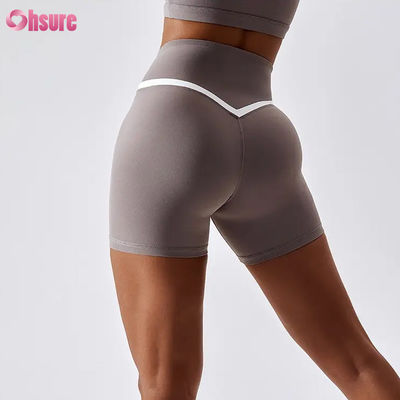 Shorts de yoga taille haute pour femmes, couleur bonbon, séchage rapide, shorts courts nude pour la course, la gym, le fitness et l'entraînement sportif